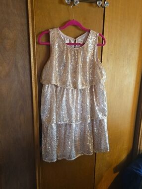 Cat & Jack Rose Gold Sequin Party Dress